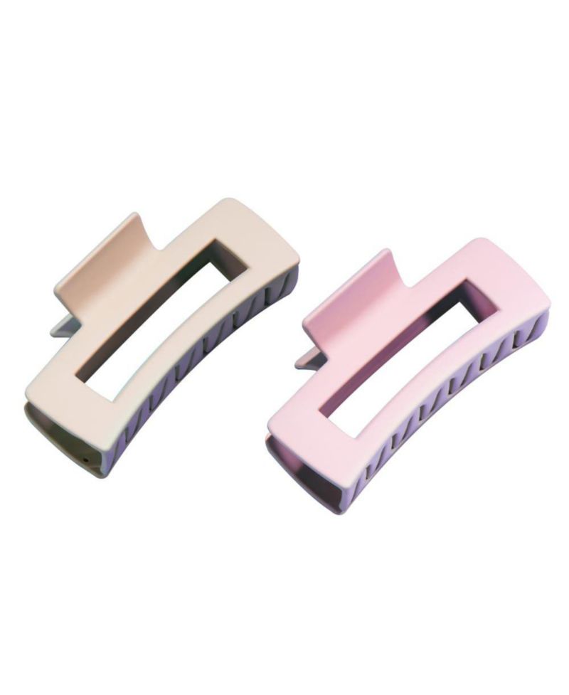 Rectangle Claw Clip Duo - Hair Clips with Velvet-Like Finish for All Hair Types - Women s Claw Clip Set - 2 Pack