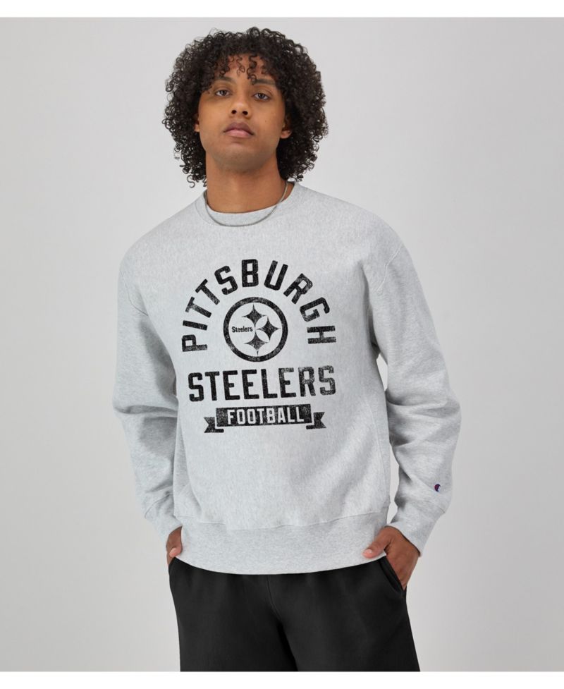 Men's Heather Gray Pittsburgh Steelers Reverse Weave Fleece Pullover Sweatshirt