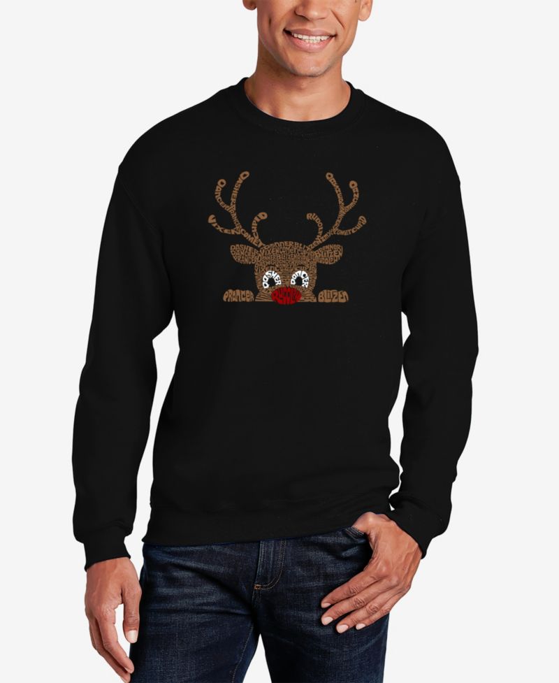 Men's Peeking Reindeer Word Art Crewneck Sweatshirt