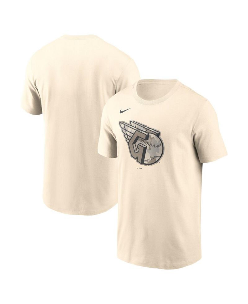 Men's Cream Cleveland Guardians Camo Logo T-Shirt