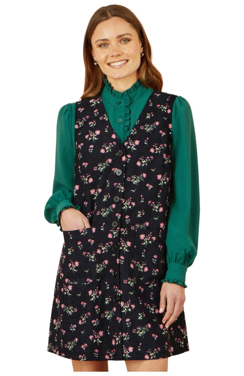 Women's Floral Print Pinafore Dress