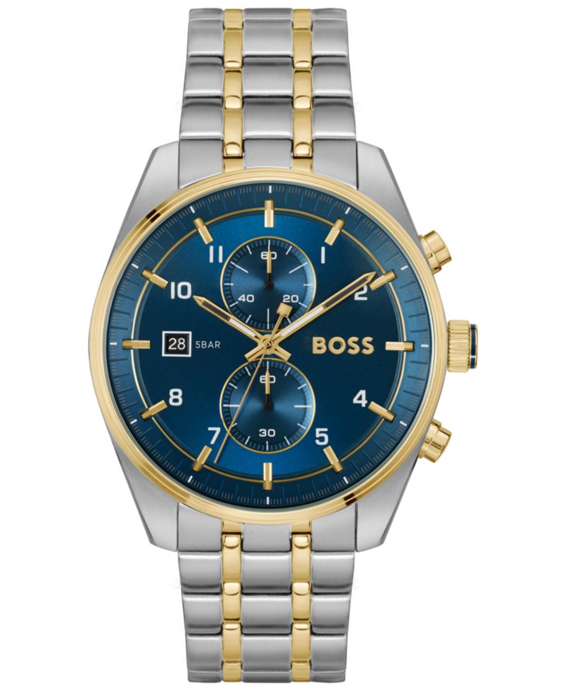 Men's Skytraveller Quartz Chronograph Ionic Plated Thin Two-Tone Stainless-Steel Watch, 44mm