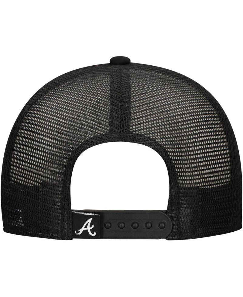 Men's Black Atlanta Braves Retro Bold A-Frame Trucker 9FORTY Adjustable Hat