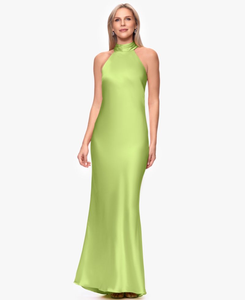 Petite Sleeveless Tie-Neck Long Gown
