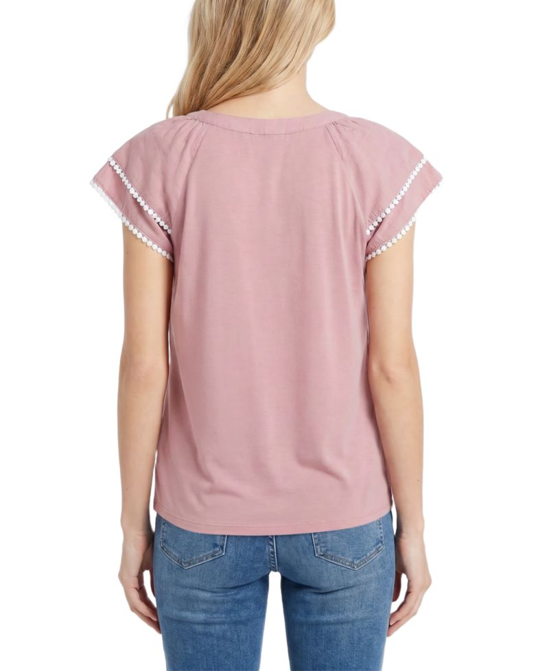 Petite Double-Layer V-Neck Raglan Blouse