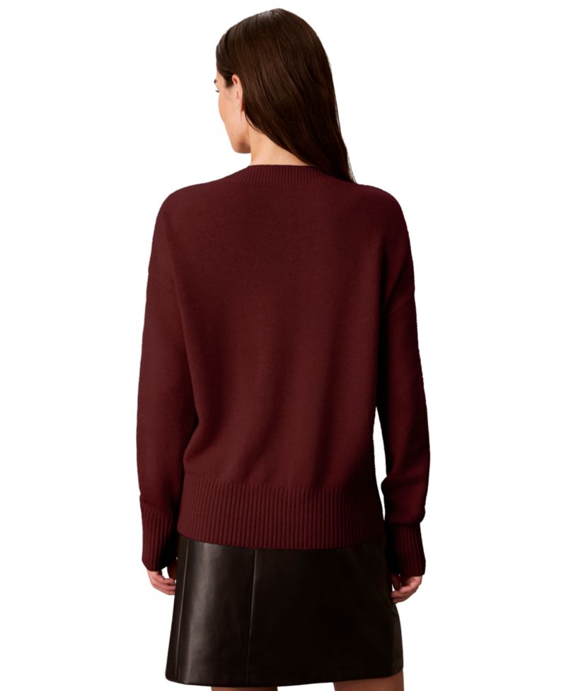 Petite Bateau Neck Button-Shoulder Sweater
