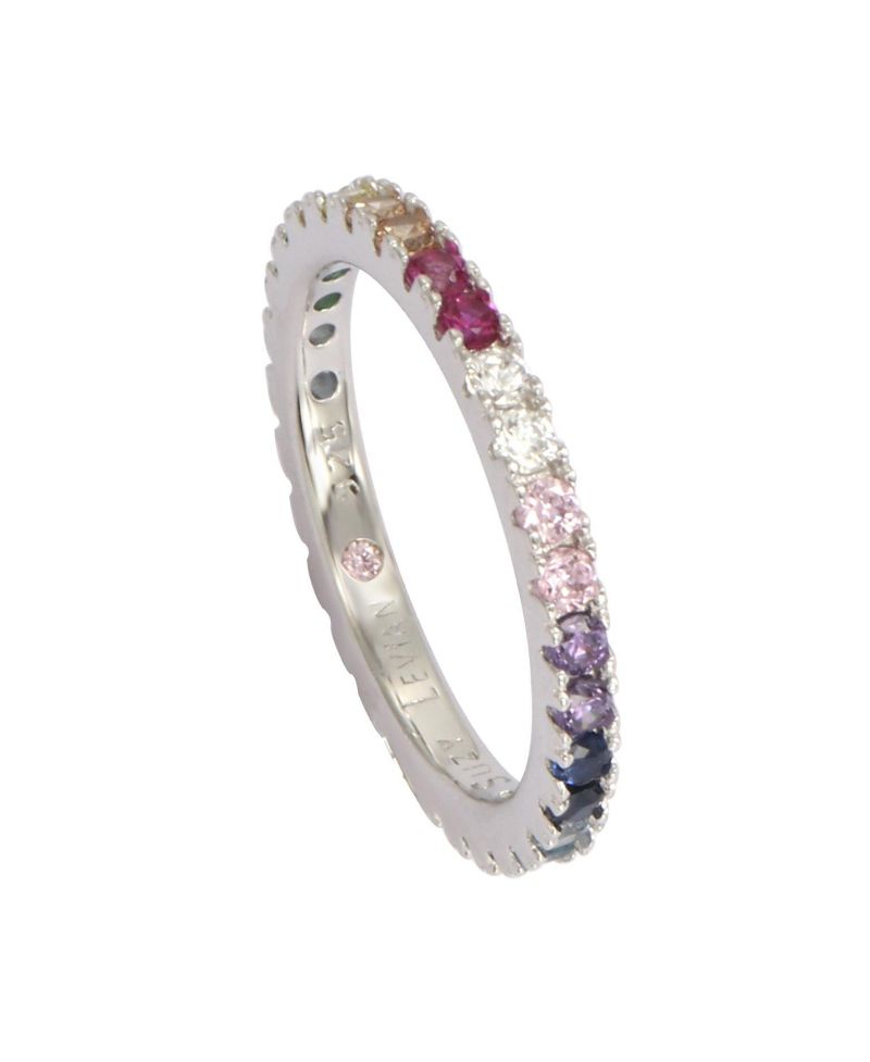 Suzy Levian Sterling Silver Thin Cubic Zirconia Eternity Band Ring