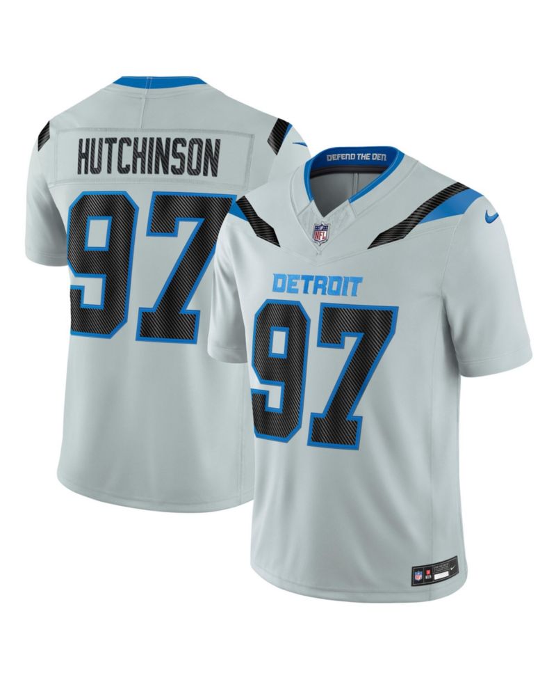 Men's Aidan Hutchinson Silver Detroit Lions 2026 Rivalries Collection Vapor F.U.S.E Stitched Limited Jersey