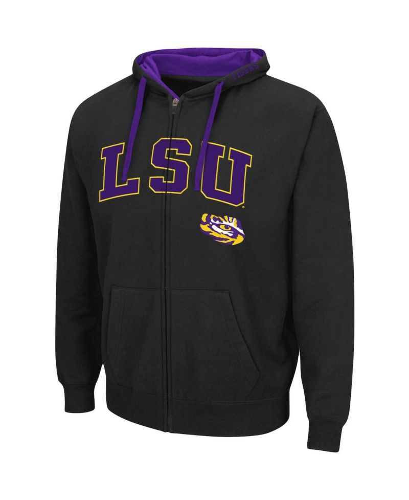 Men's Black LSU Tigers Big and Tall Full-Zip Hoodie