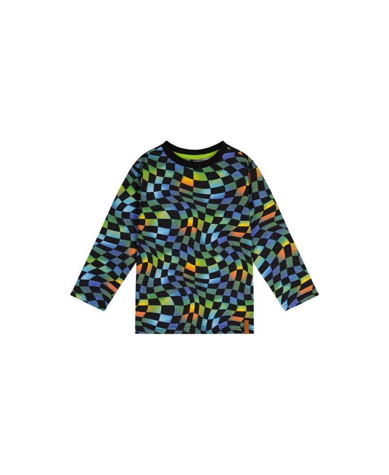 Big Boys 6-12 Cotton Long Sleeve T-Shirt Checkered Print