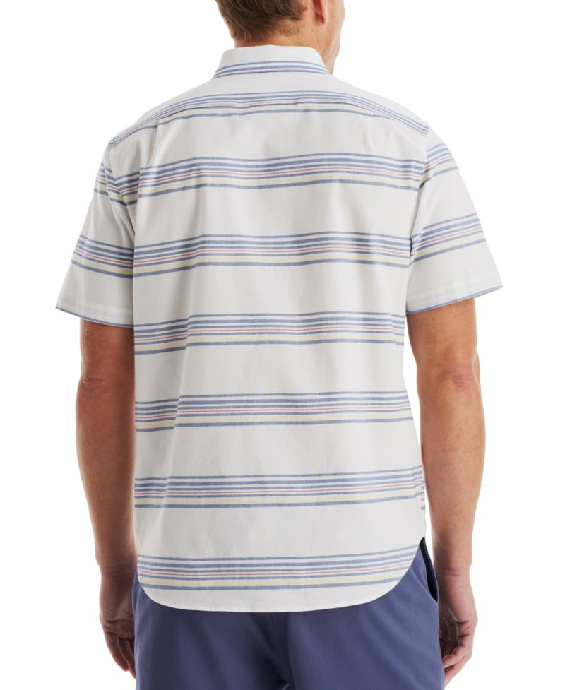 Men's Short Sleeve Button-Down Striped Oxford Shirt
