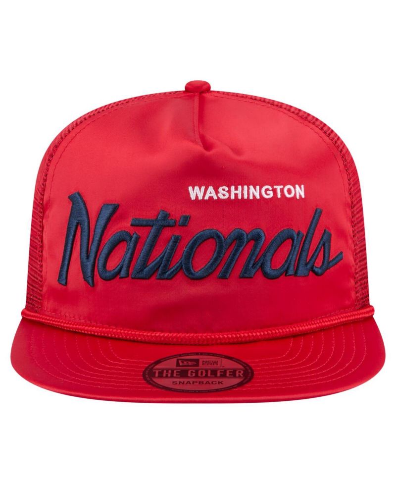 Men's Red Washington Nationals Retro Satin Script Golfer Adjustable Hat
