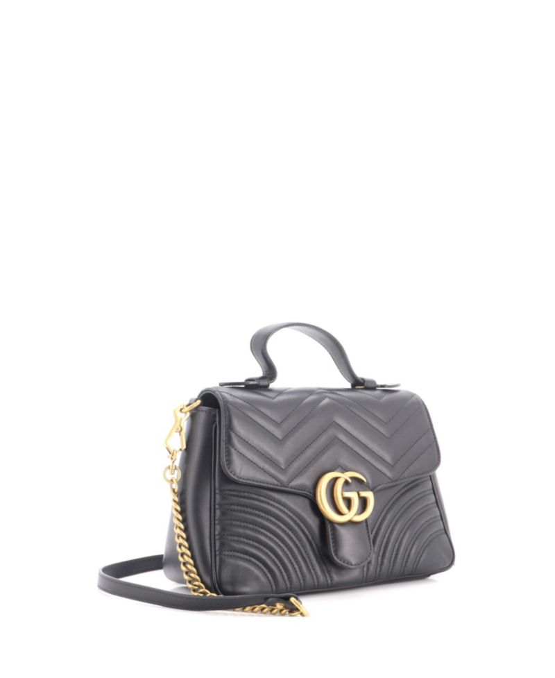 Small GG Marmont Top Handle Flap Bag Matelasse Leather