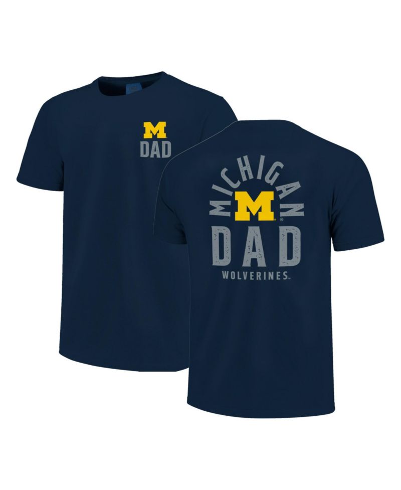 Men's Navy Michigan Wolverines Father's Day Mascot Overlay T-Shirt
