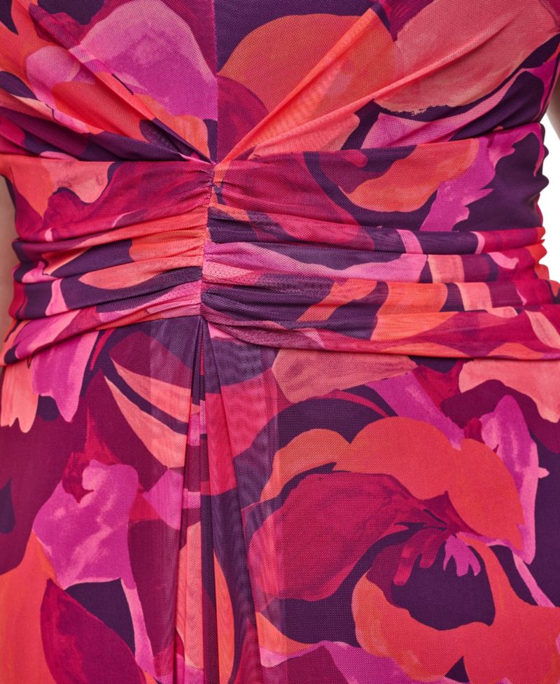 Plus Size Sleeveless V-Neck Ruched Waist Midi Dress
