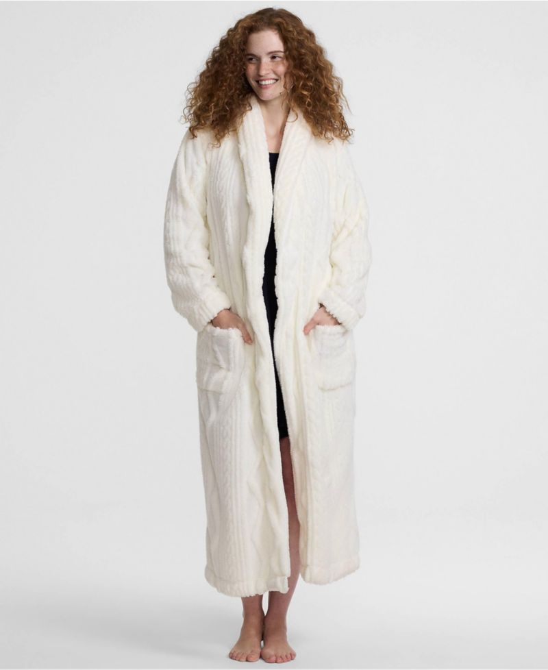 Women's Cozy Cable Plush Fleece Robe