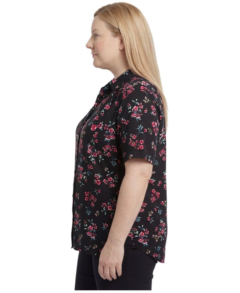 Plus Size No Iron Three-Quarter Sleeve Peachskin Shirt