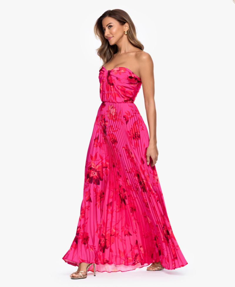 Women's Strapless Pleated Gown