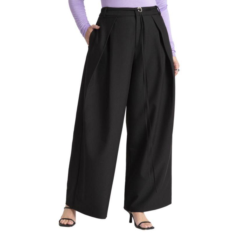 Women's Wide-Leg Pleated Trouser With Long Belt