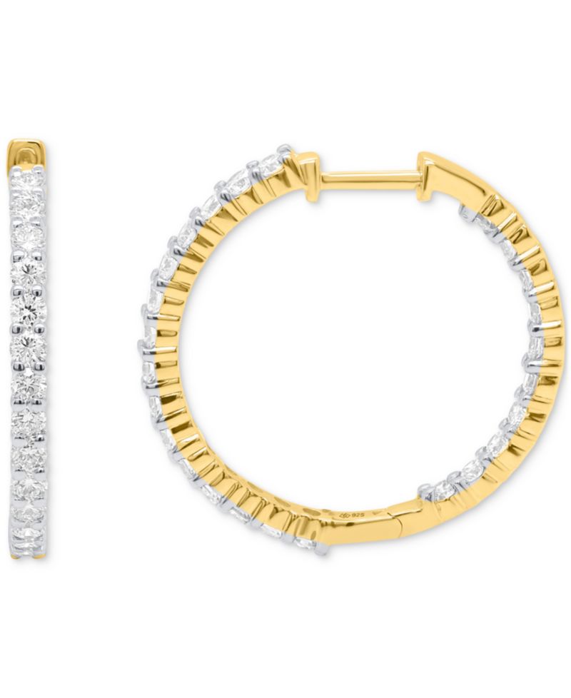 Lab Grown Diamond Hoop Earrings (2 ct. t.w.) in Sterling Silver or 14K Gold-Plated Sterling Silver
