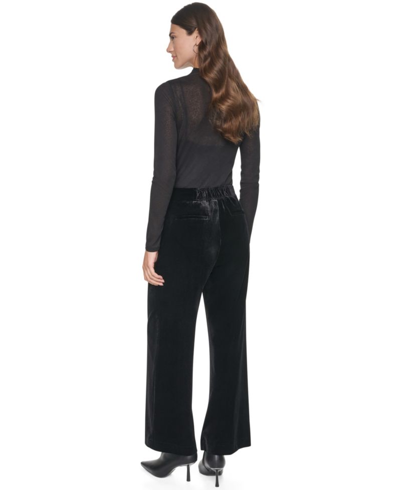 Petite Velvet Wide-Leg Trousers