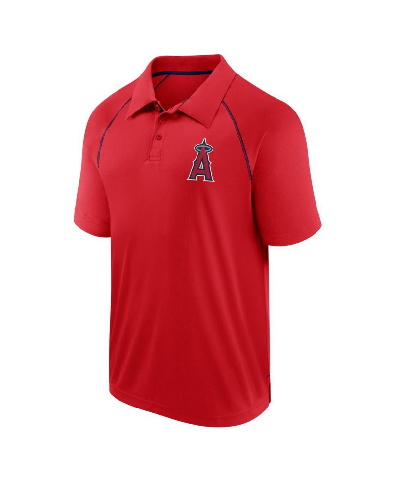 Men's Red Los Angeles Angels Strong Alone Raglan Polo Shirt