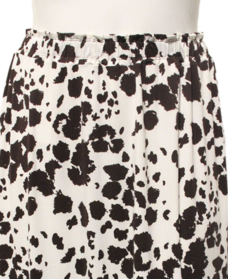 Plus Size Cow Print Elastic Waist Maxi Skirt