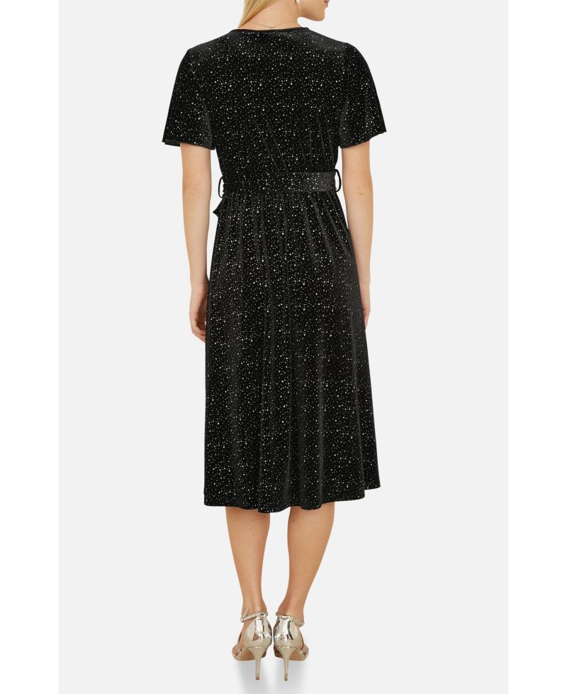 Women's Velvet Sparkle Wrap Midi Dress