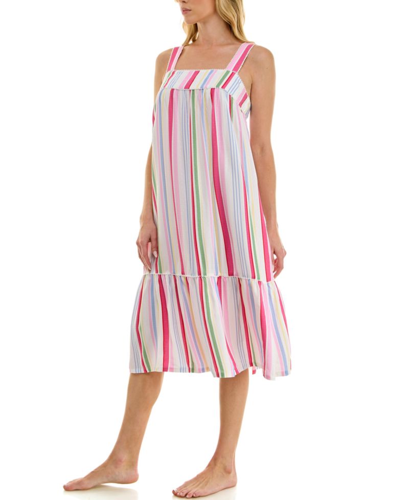 Women's Sleeveless Square Neck Tiered Nightgown