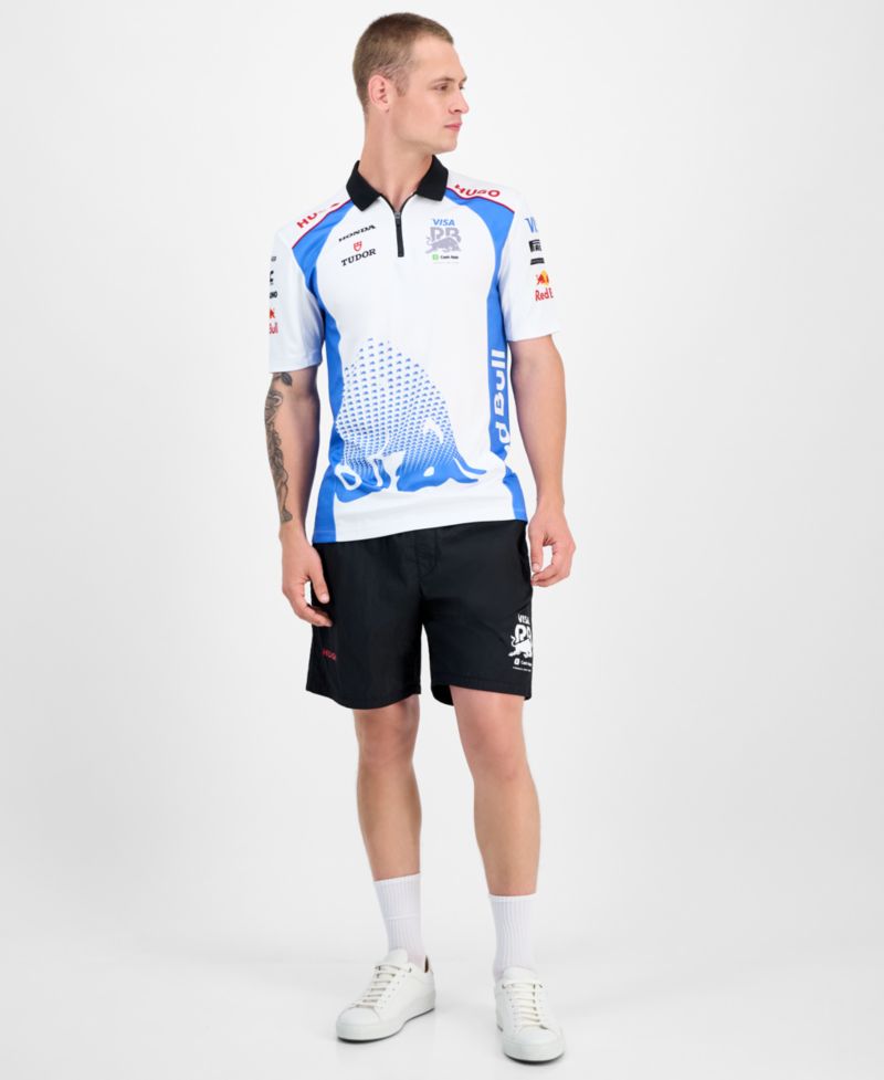 Men's Short Sleeve Sponsor Logos Graphic Polo Shirt