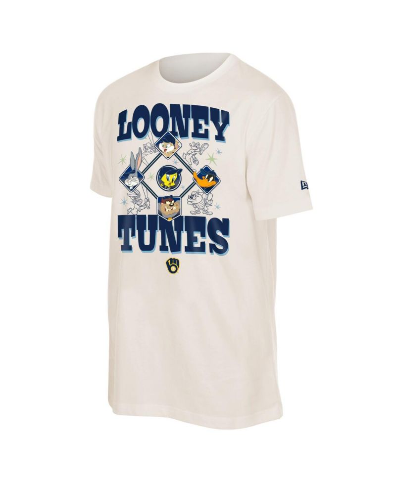 Men's and Women's Cream Milwaukee Brewers Looney Tunes T-Shirt