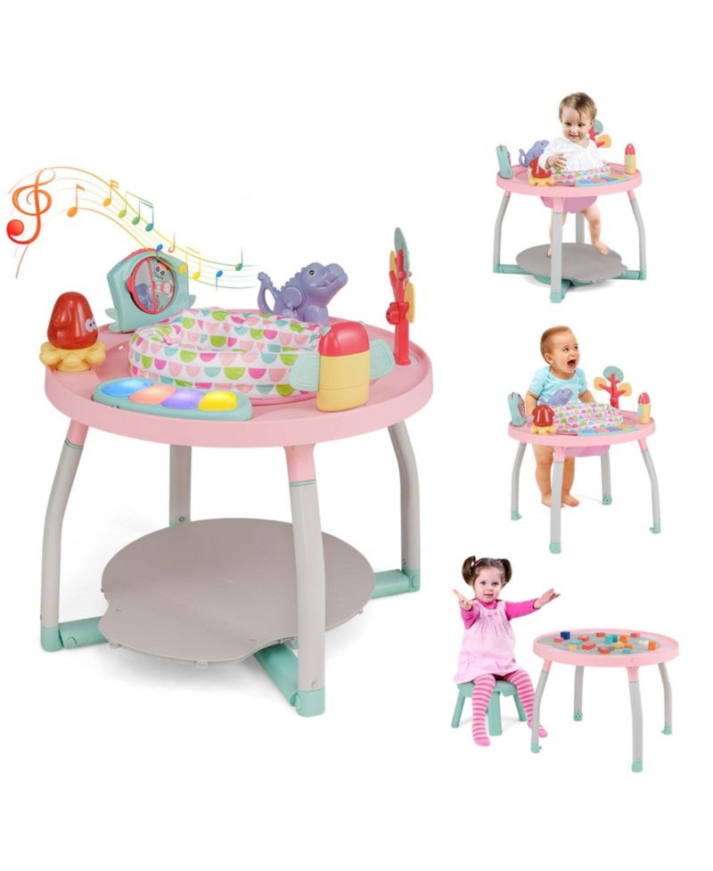 5-in-1 Baby Activity Center with Rotating Seat Removable Toys Lights