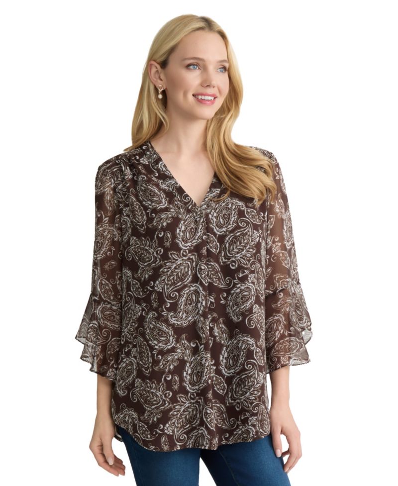 Women's Printed V-Neck Top