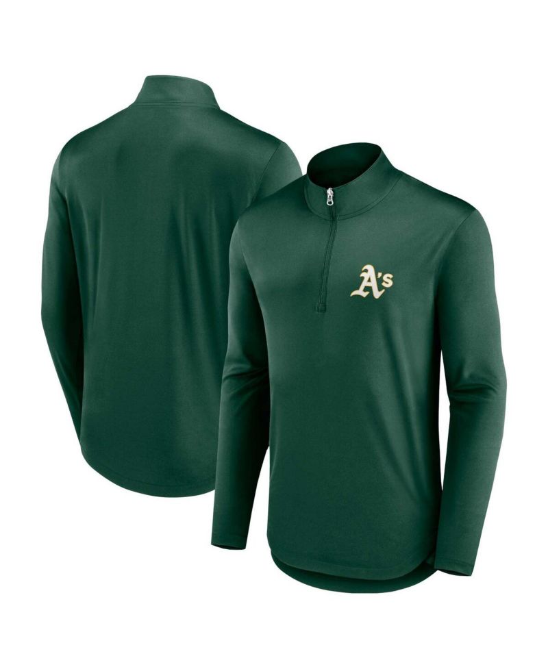 Men's Green Oakland Athletics Quarterback Quarter-Zip Top