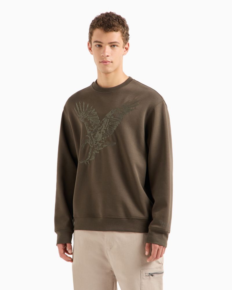 Men's Regular-Fit Eagle Logo Embroidered Sweatshirt