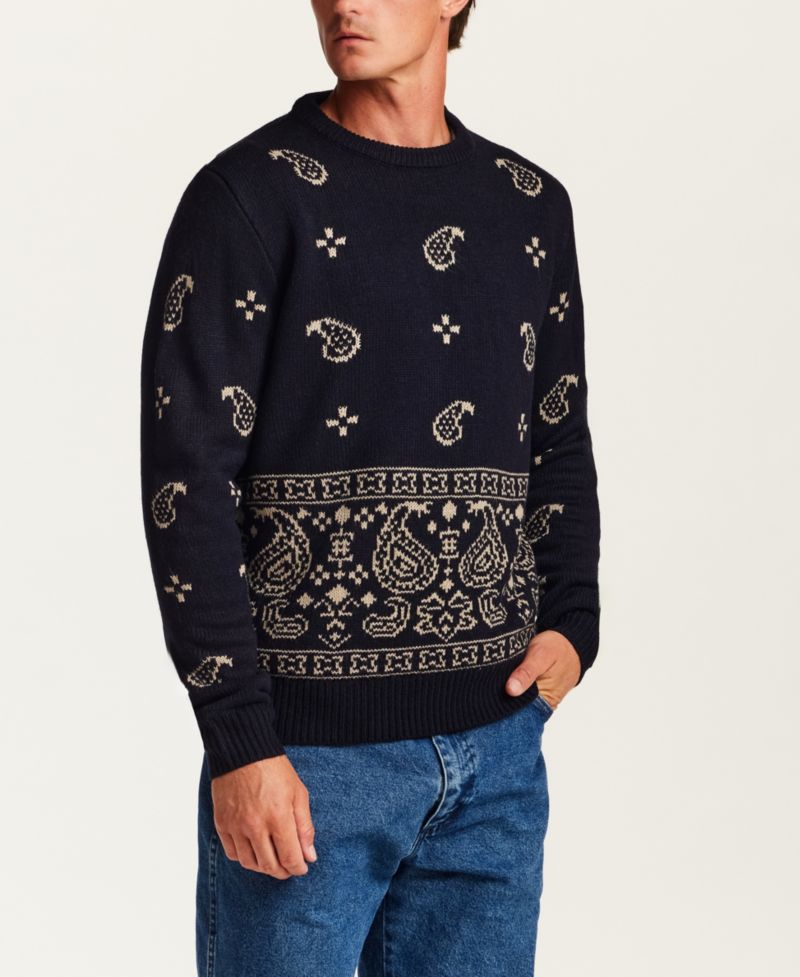Men's Chunky Paisley Crew Neck Sweater