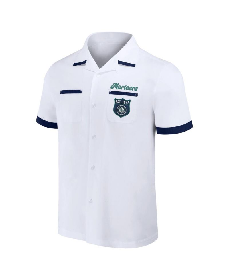 Men's Darius Rucker Collection By White Seattle Mariners Bowling Button-Up Shirt