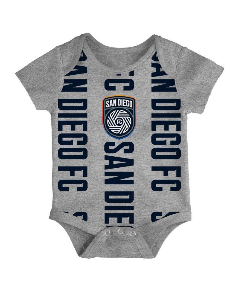 Newborn 3-Pack Navy/Heather Gray San Diego FC Loyal Buddies Bodysuit Set