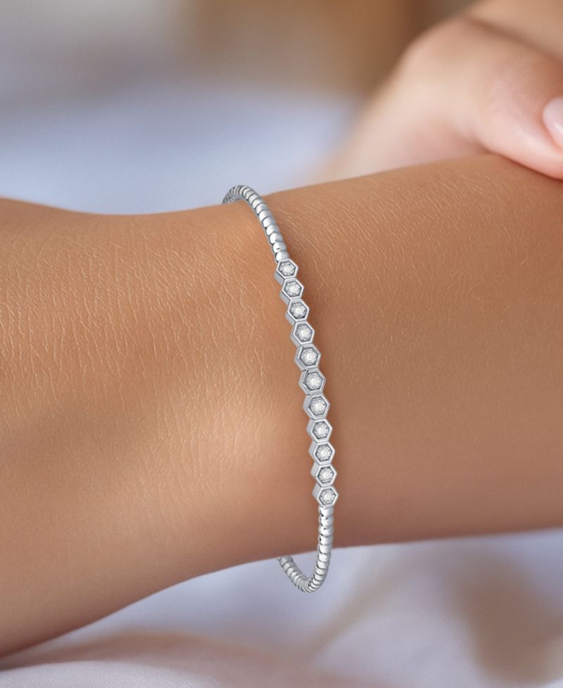 Diamond Flexible Bangle Bracelet (1/4 ct. t.w.) in Sterling Silver