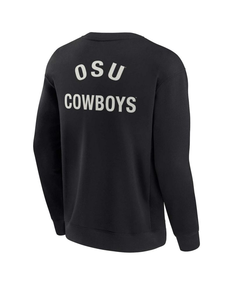 Men's and Women's Black Oklahoma State Cowboys Super Soft Pullover Crew Sweatshirt