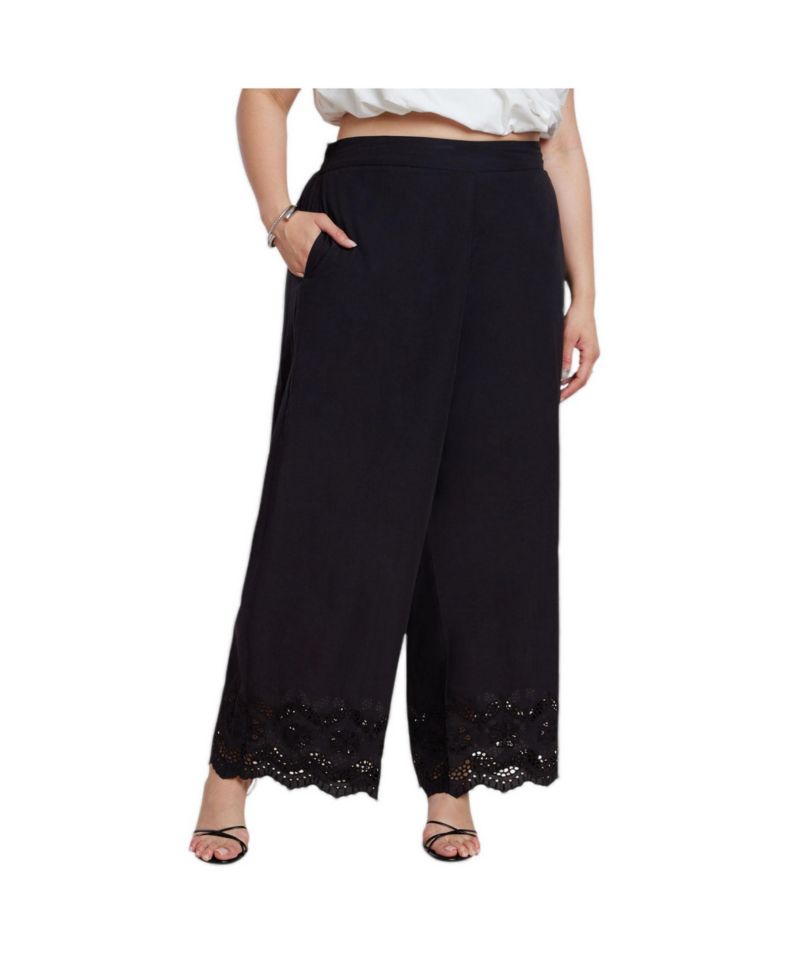 Plus Size High-Rise Wide-Leg Pull-On Pants