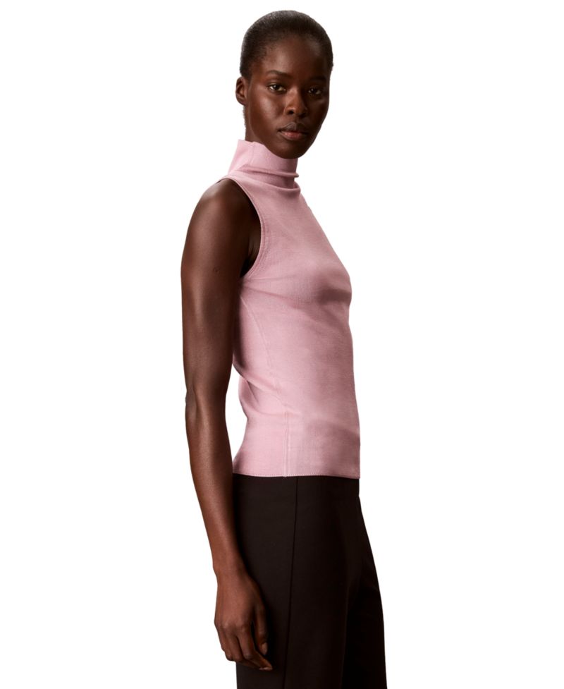 Women's Cutaway Mock Neck Knit Tank
