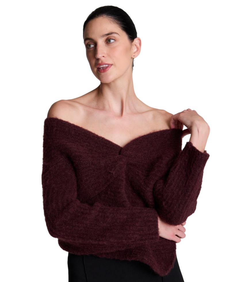 Women's Asymmetric Twist Neck Sweater