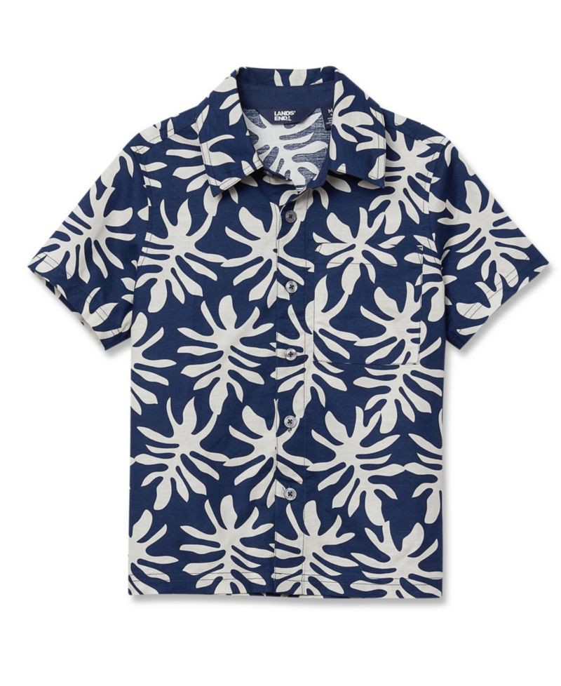 Boys Short Sleeve Linen Slub Button Down Shirt