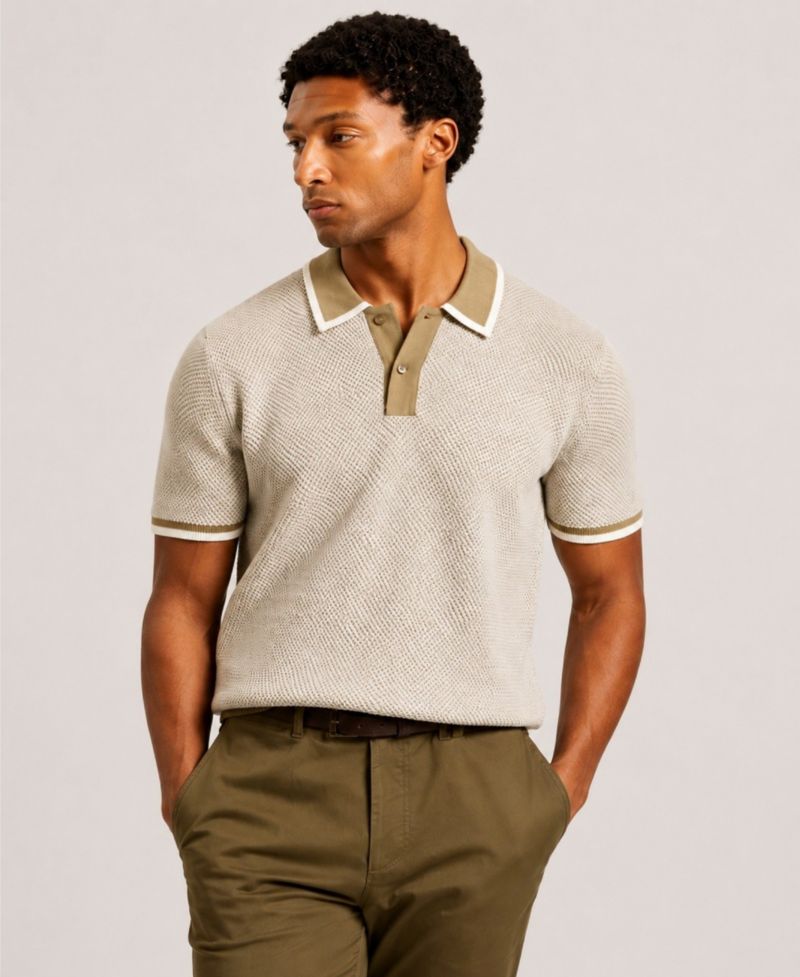 Men's Breame Masterfully Waffle Texture Regular-Fit Polo Shirt