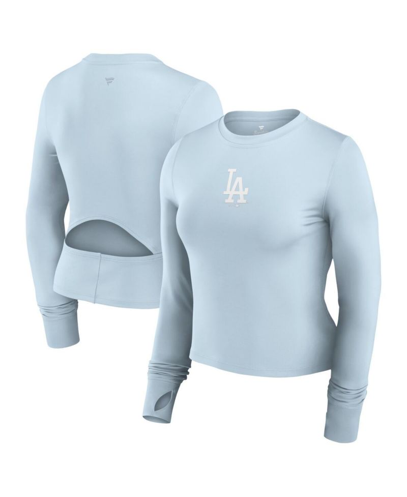 Women's Light Blue Los Angeles Dodgers Studio Fitted Long Sleeve Gym Top