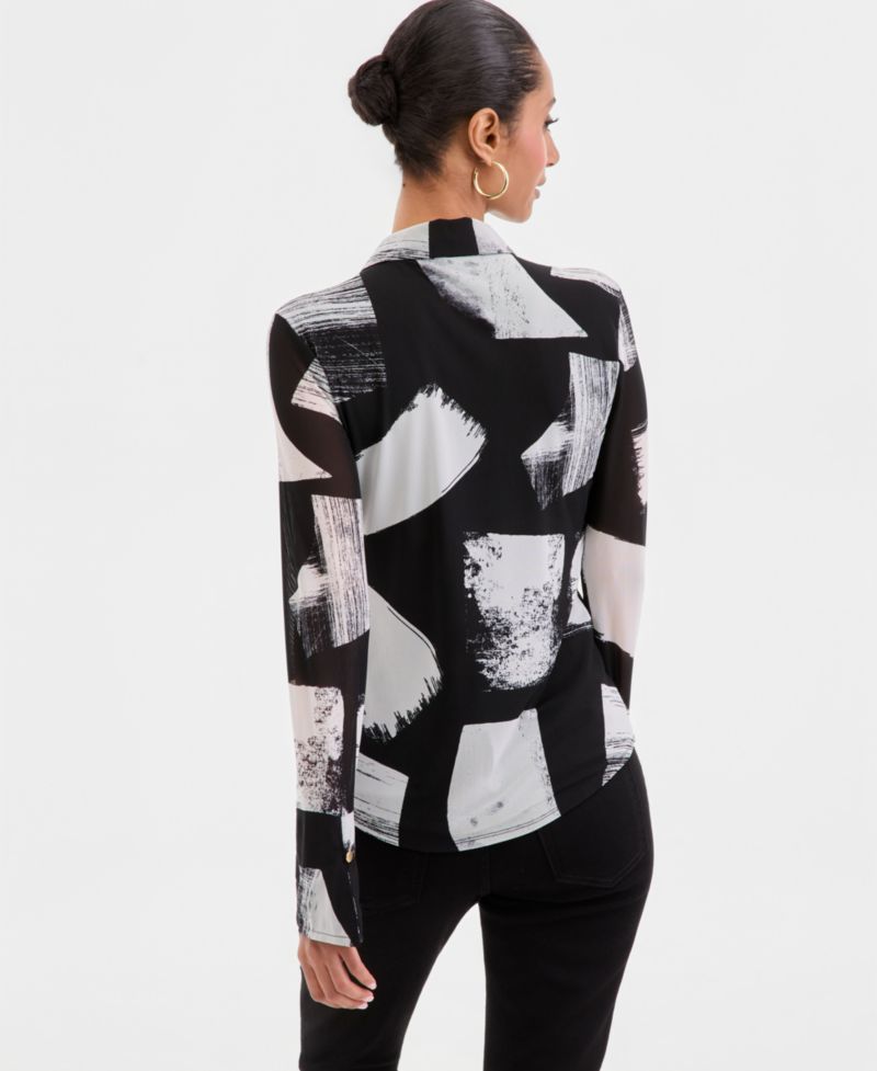 Plus Size Johnny-Collar Top