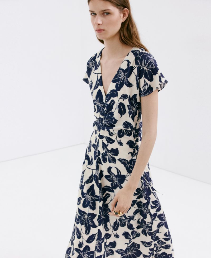 Women's Ruched Sides Floral Dress