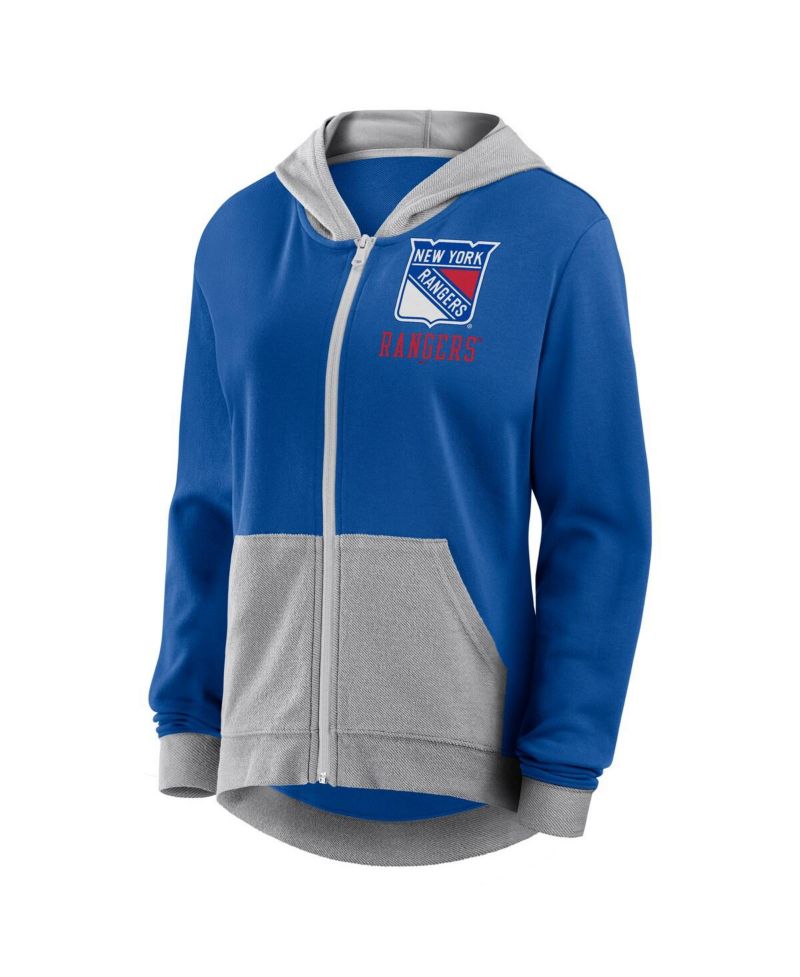 Women's Blue New York Rangers Hit It French Terry Full-Zip Hoodie