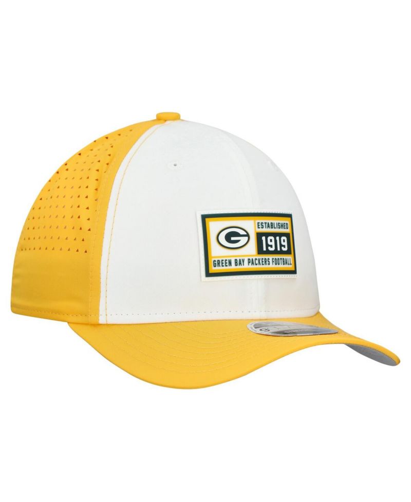 Men's White/Gold Green Bay Packers Established Patch 9SEVENTY Adjustable Hat
